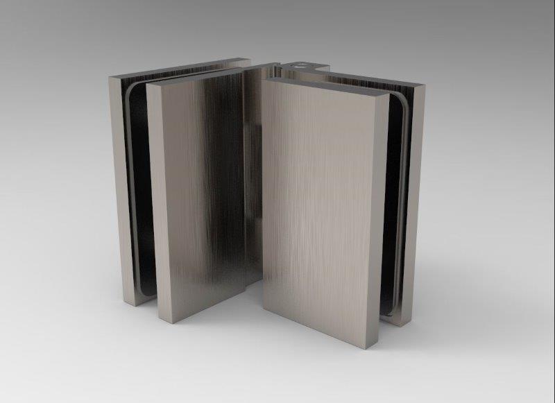 Anschlagband 90° Glas-Glas Edelstahl gebürstet