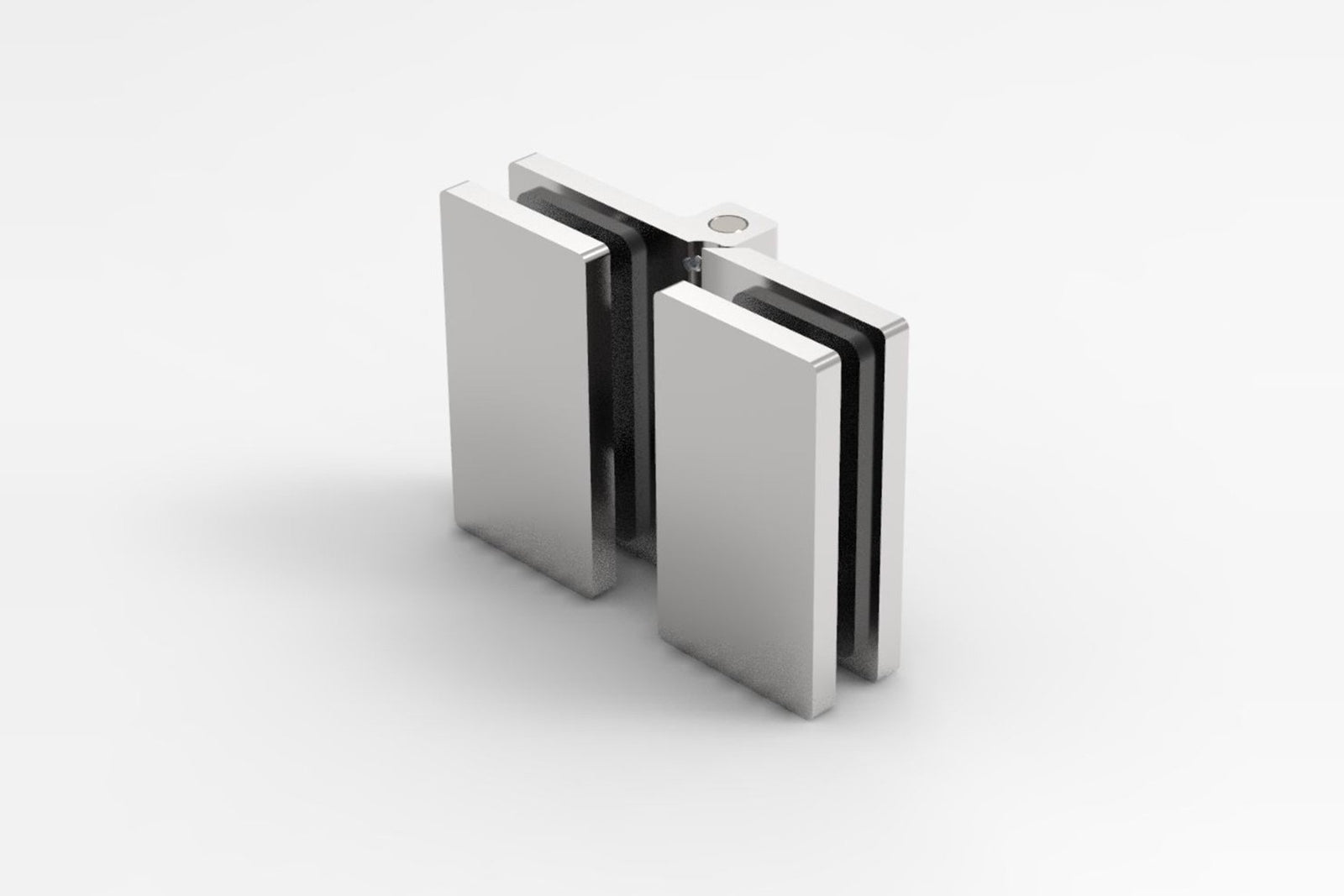 COMO Anschlagband 180° Glas-Glas, Chrom poliert glänzend, Ansicht Glasaufnahme