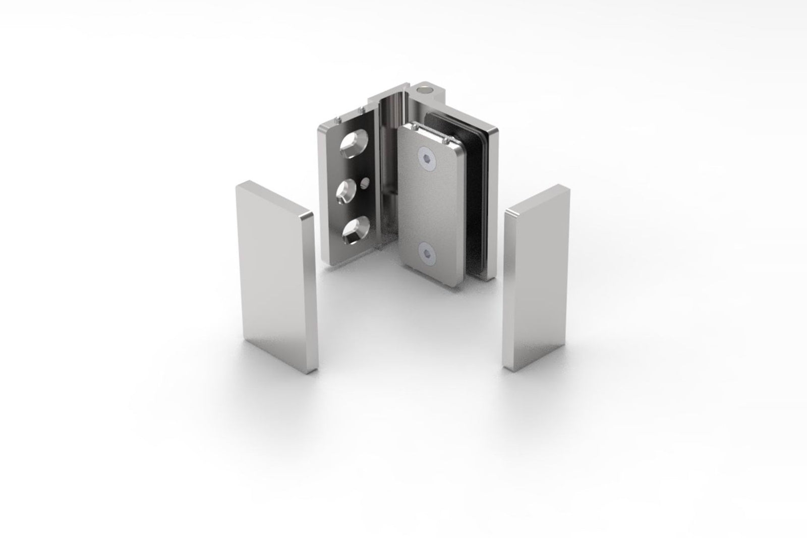 COMO Anschlagband 90° Glas-Wand, Chrom poliert glänzend, Einzelteile mit Abdeckplatten