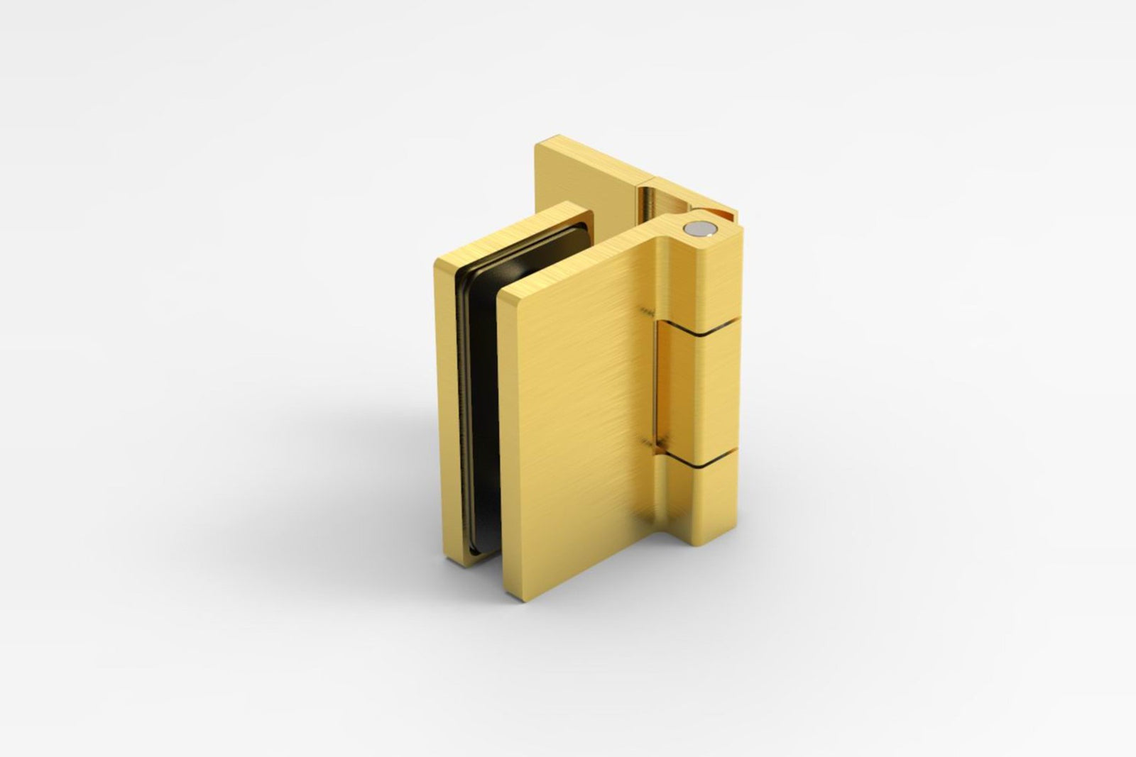 COMO Anschlagband 90° Glas-Wand, Messing matt (goldfarbig), Ansicht Scharnierseite