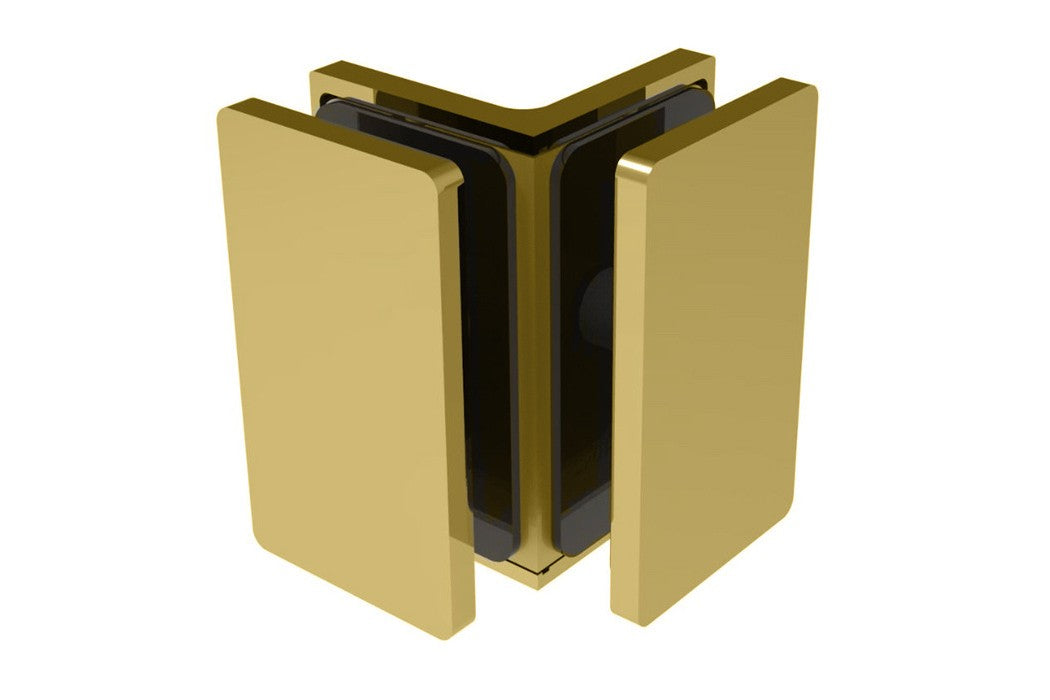 COMO Winkelverbinder 90° Glas-Glas, Messing matt (goldfarbig), Hauptansicht