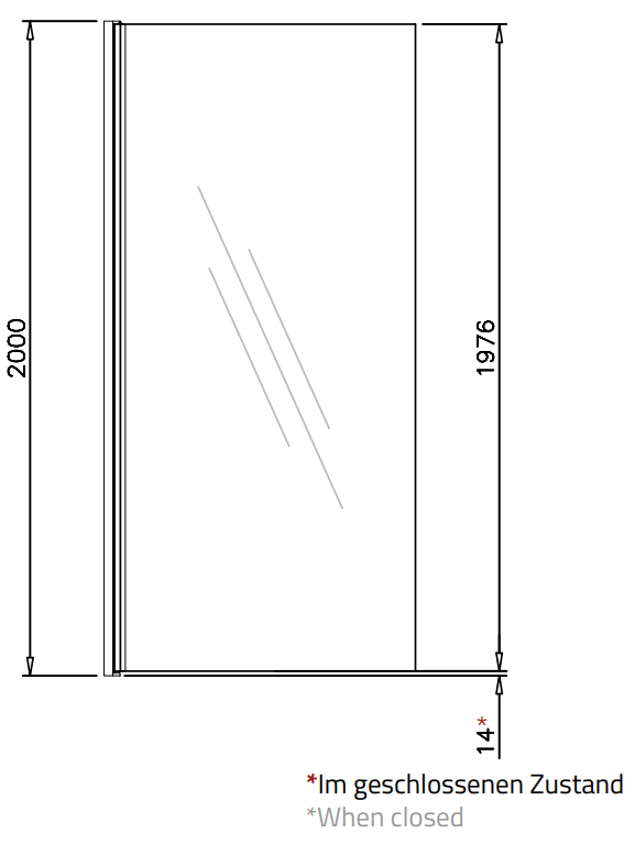 Drehbares Wandprofil Emily Hebe-Senk 41.0901 – für 6 mm ESG, 180° Pendeltür, in 4 Oberflächen