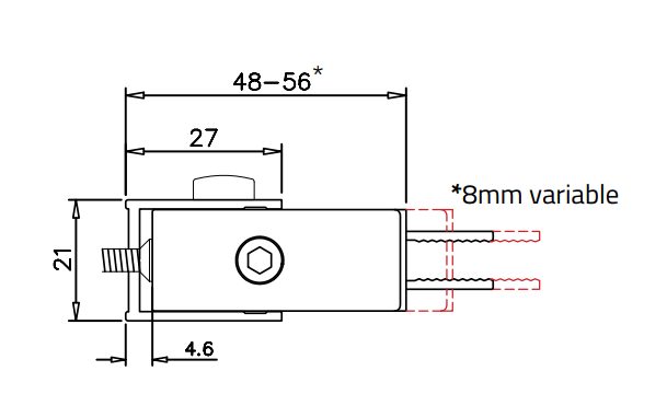 Drehbares Wandprofil Emily Hebe-Senk 41.0901 – für 6 mm ESG, 180° Pendeltür, in 4 Oberflächen