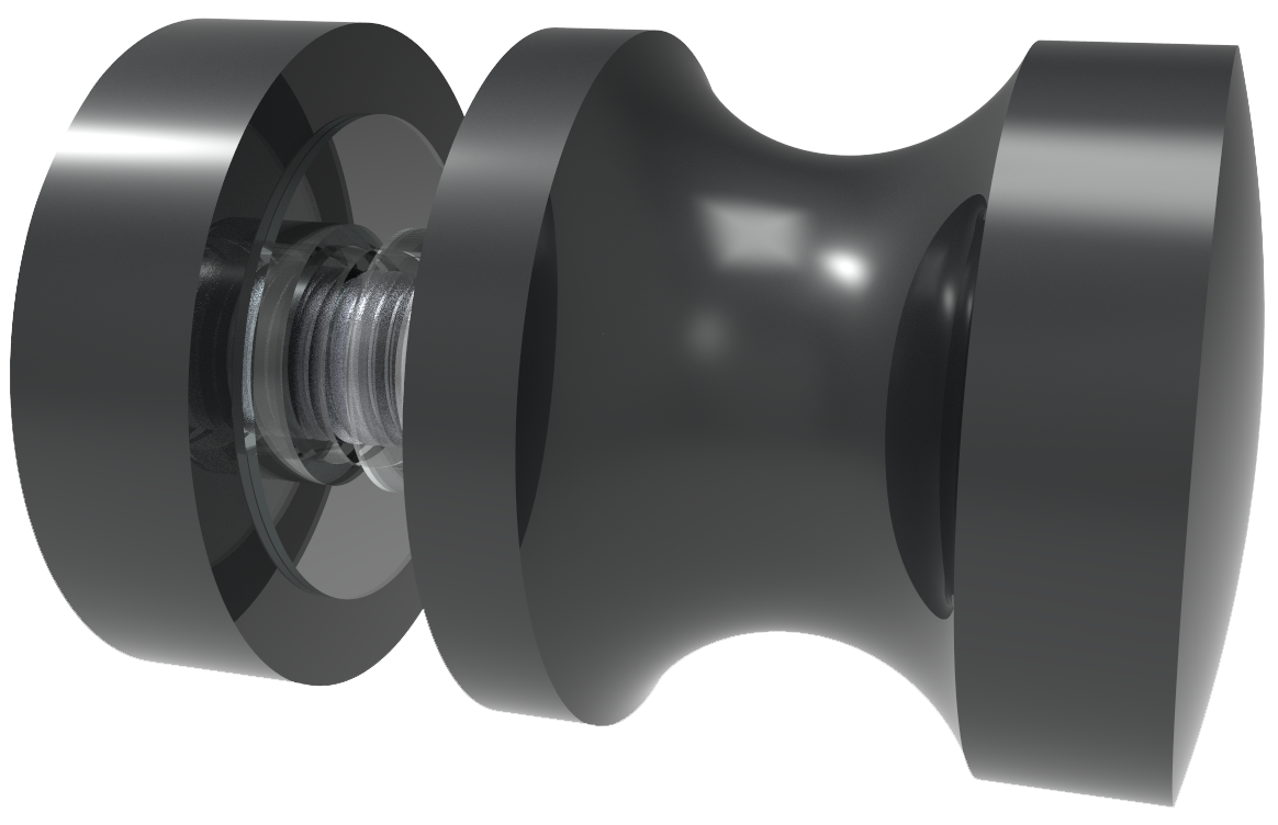 Euro Duschtürknopf Messing einseitig Ø 30 mm in Schwarz matt