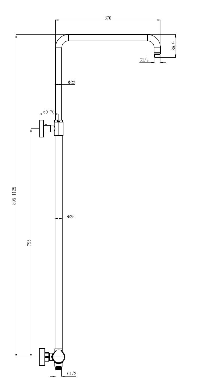 Maßzeichnung FORMAT Design 2.0 Duschsystem, Art.Nr. 248630