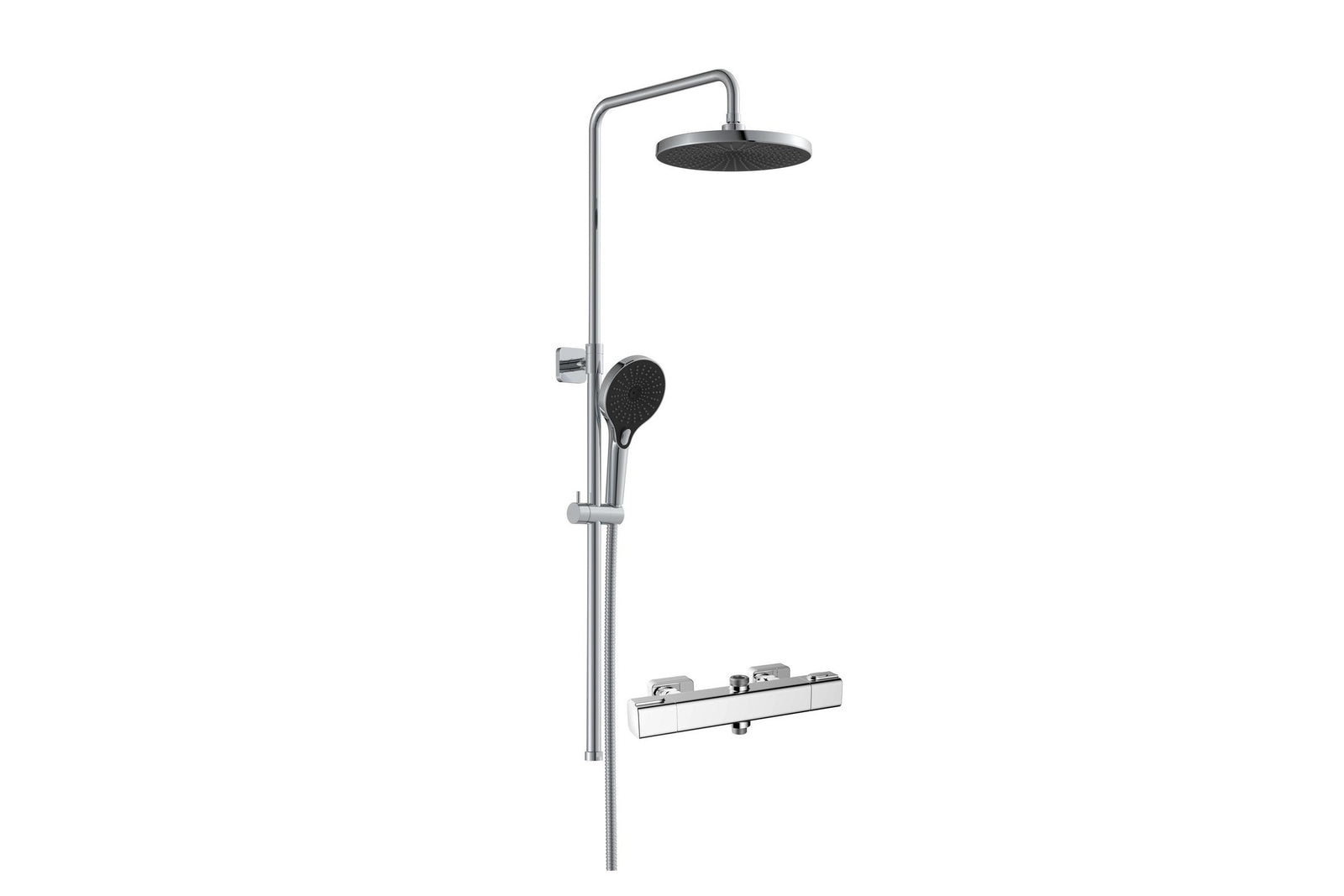 FORMAT Design 2.0 Duschsystem mit Kopf-/Handbrause und Aufputz-Thermostat, verchromt