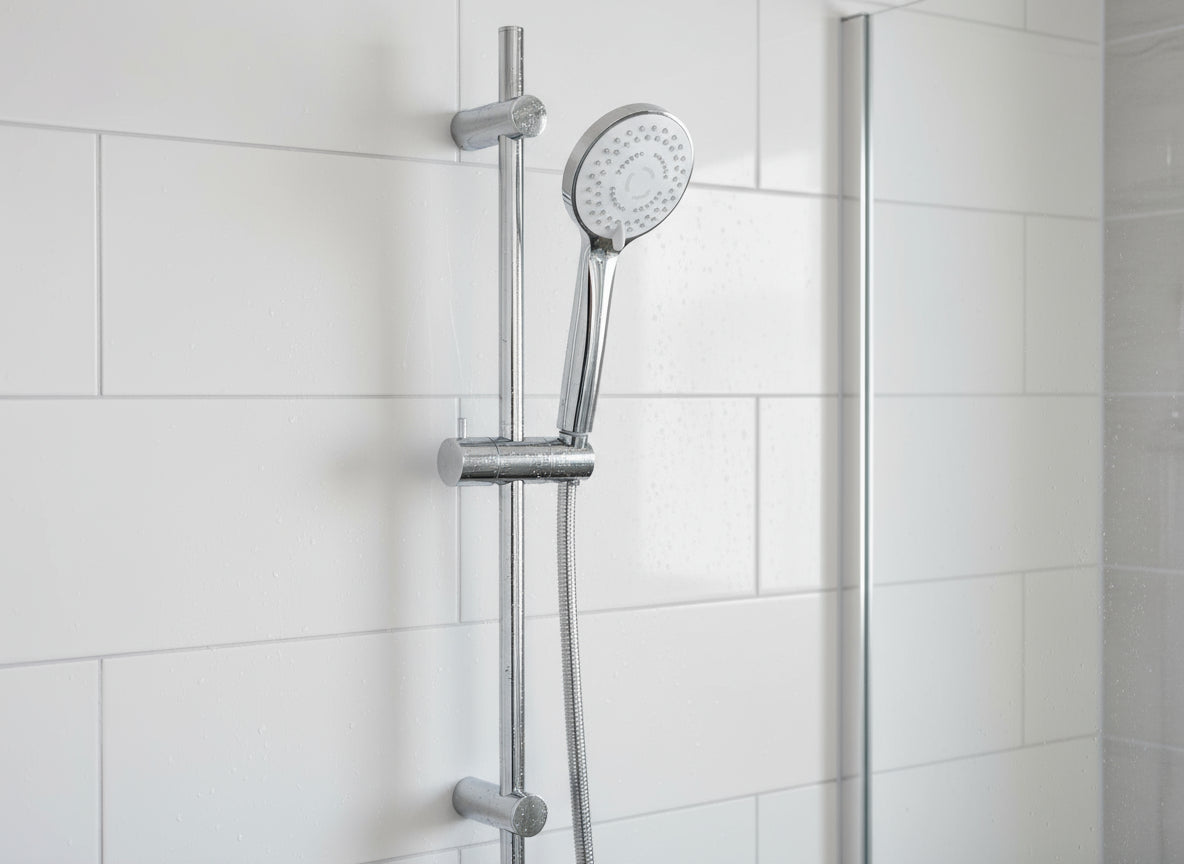 Brausegarnitur mit Handbrause – 3 Strahlarten, chrom, 600 mm Wandstange