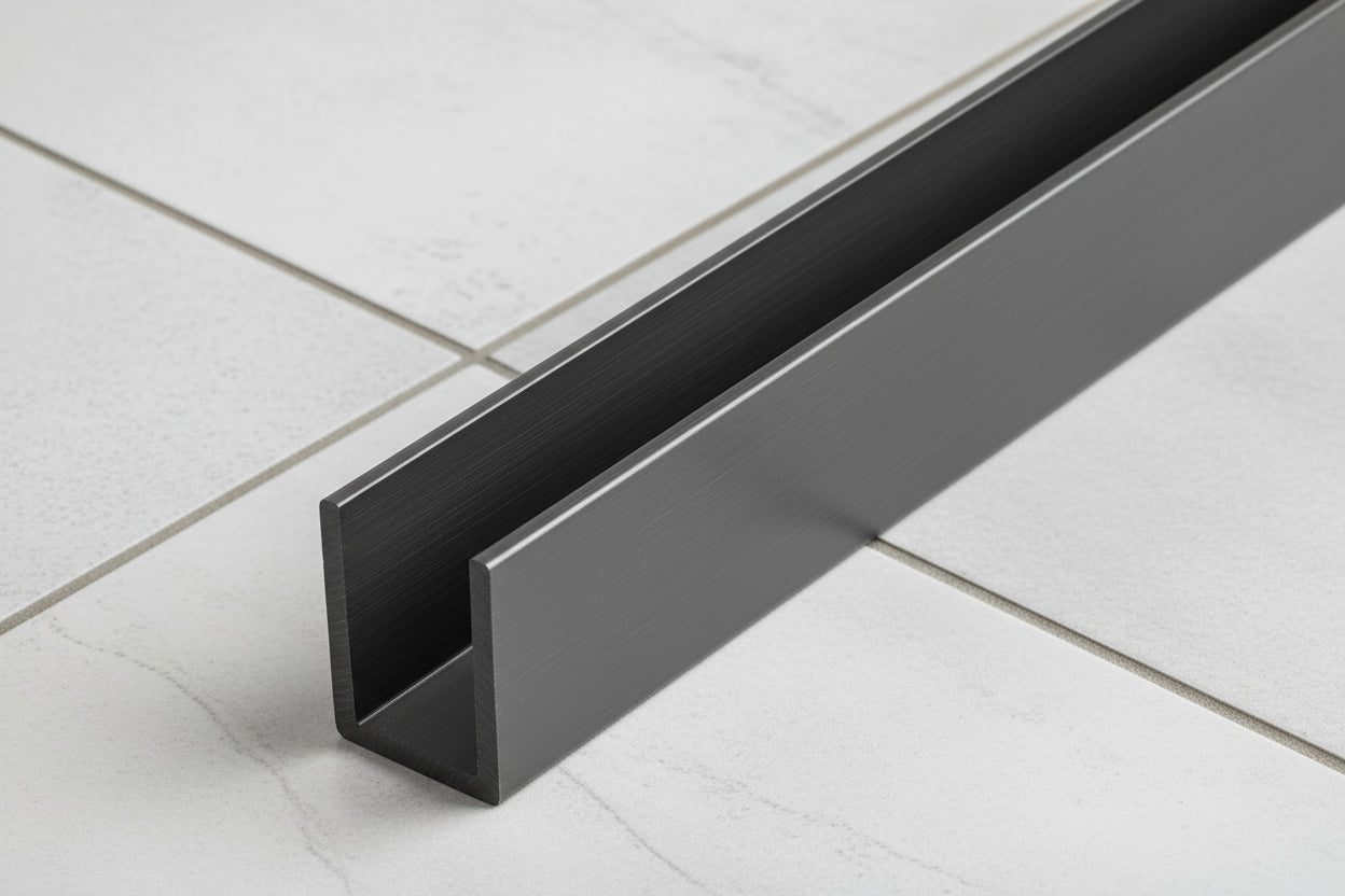 Alu-U-Wandprofil zur innenseitigen Silikonverklebung, Art.Nr. SDCD38/12