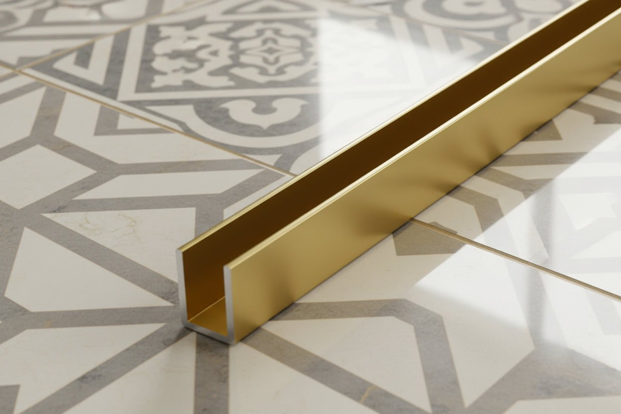 Alu U-Profil, goldfarbig, zur innenseitigen Silikonverklebung, Art.Nr. 3812