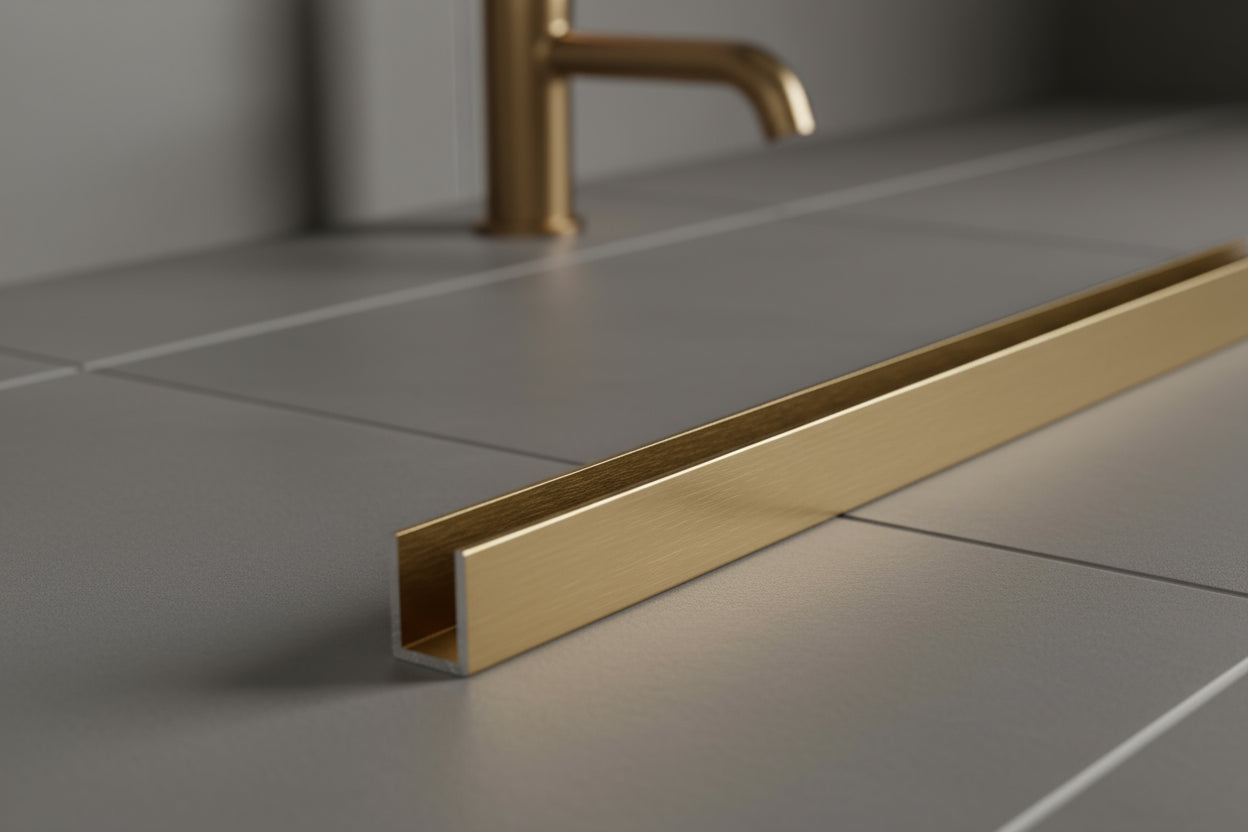 Alu U-Profil, Farbe: Bronze gebürstet, zur innenseitigen Silikonverklebung, Art.Nr. SDCD3812