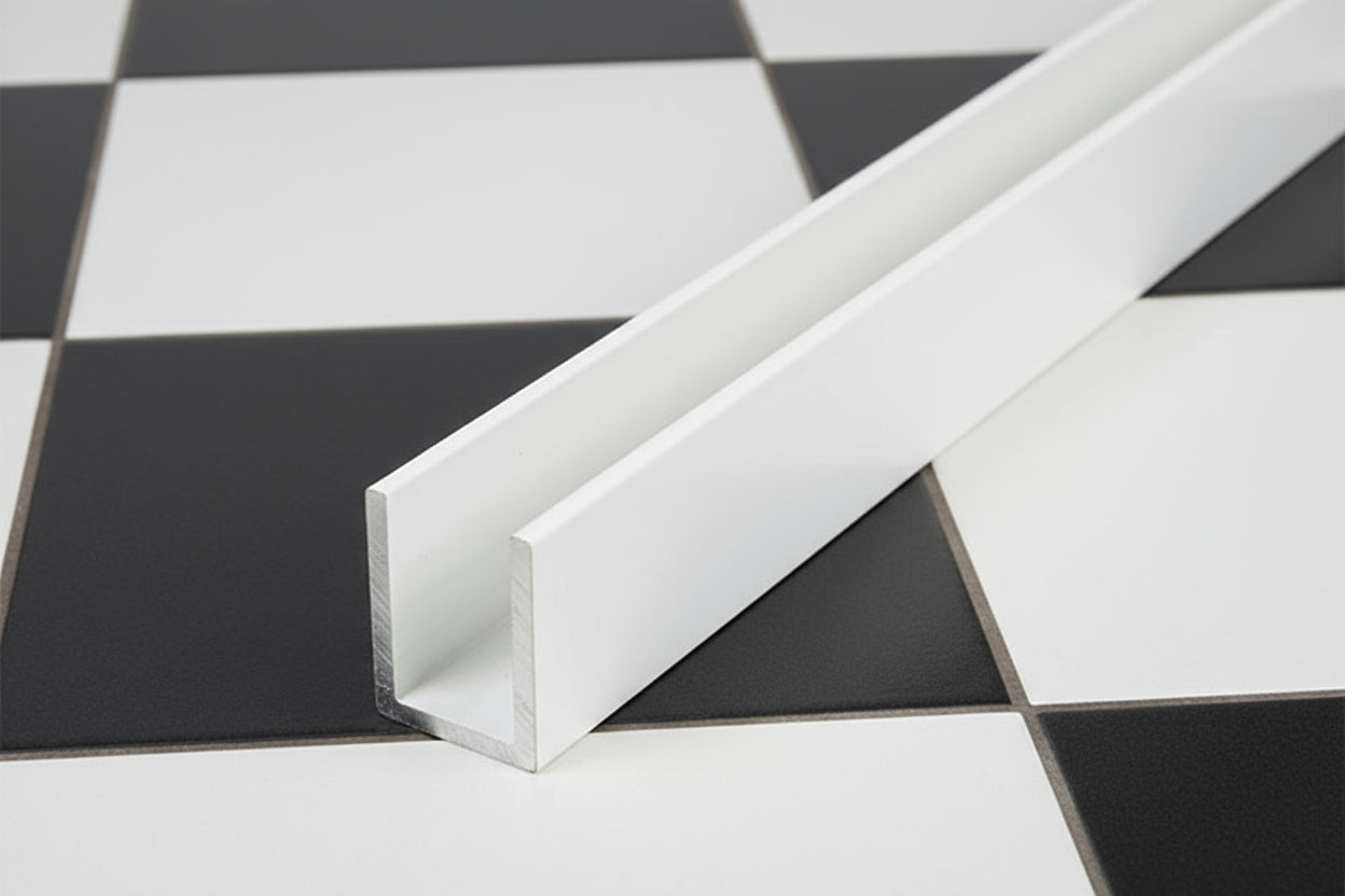 Alu U-Profil zur innenseitigen Silikonverklebung einer Glasscheibe, in 13 Farben, Art.Nr. SDCD3812