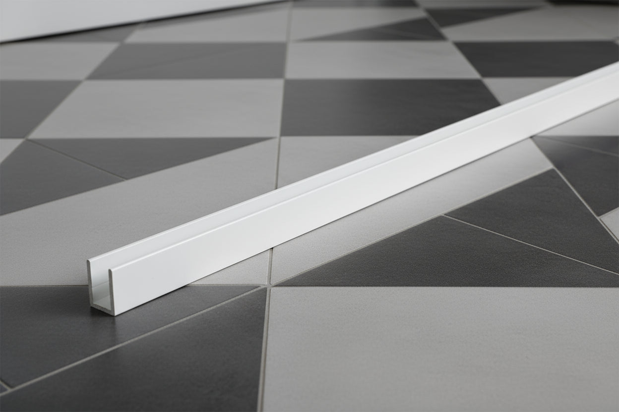 Alu U-Profil, Farbe: Weiß, zur innenseitigen Silikonverklebung, Art.Nr. SDCD3812