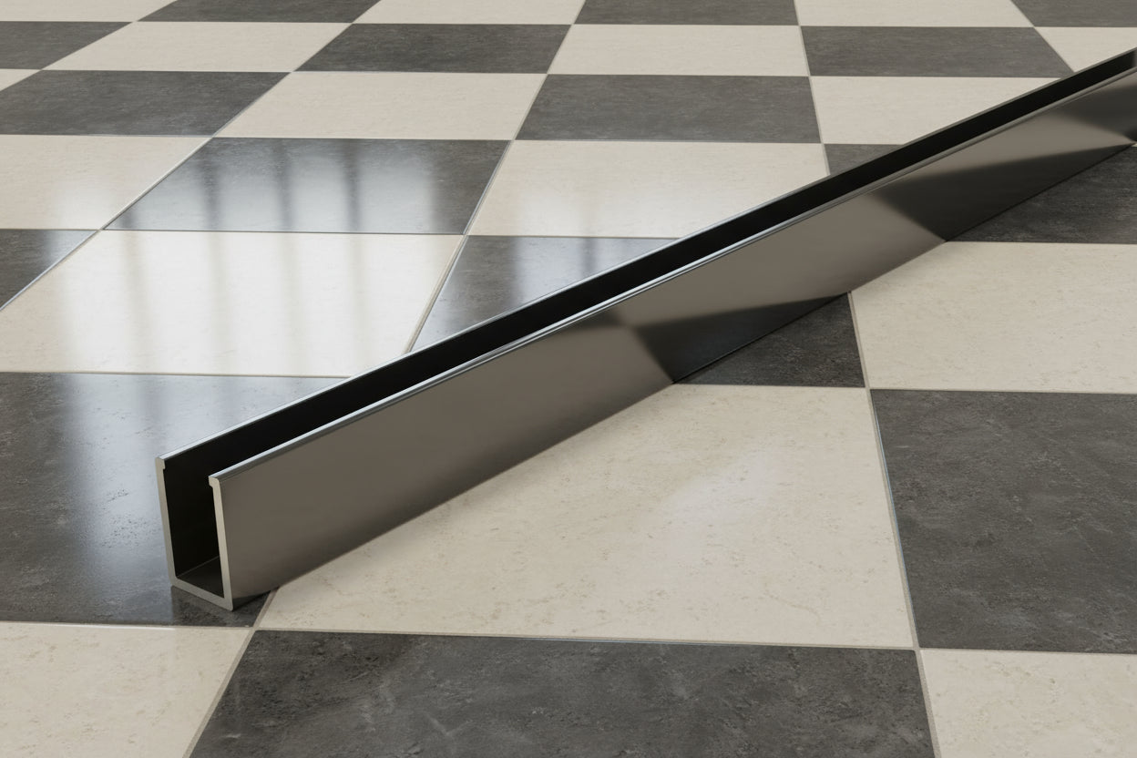 Alu-U-Wandprofil zur innenseitigen Silikonverklebung, Art.Nr. SDCD38/12