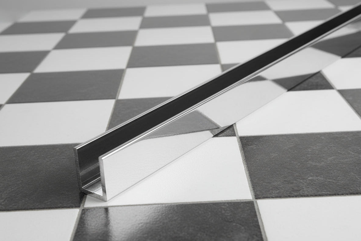 Alu U-Profil, Farbe: Chrom glanz, zur innenseitigen Silikonverklebung, Art.Nr. SDCD3812