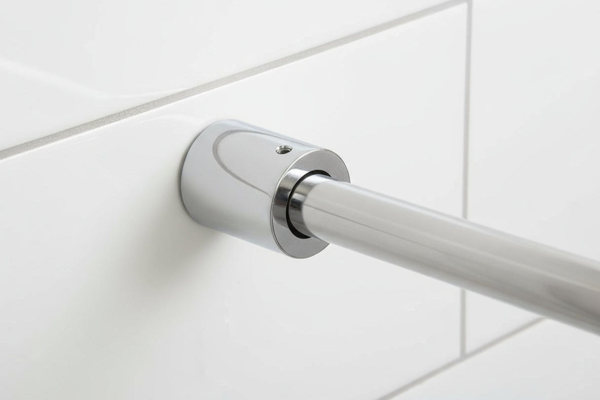 Wand- und Deckenhalter S12 – Massivmessing zylindrisch Ø 19 mm, 90°