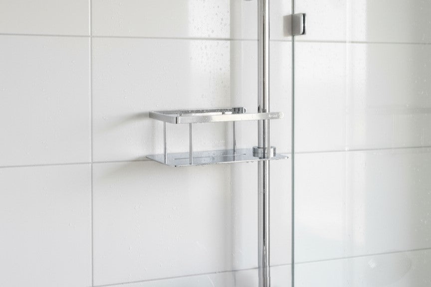 Duschkorb für Brausestange 200 x 110 mm – Massives Messing, Ø 18-25 mm, bohrenfrei – Art.Nr. DK3008