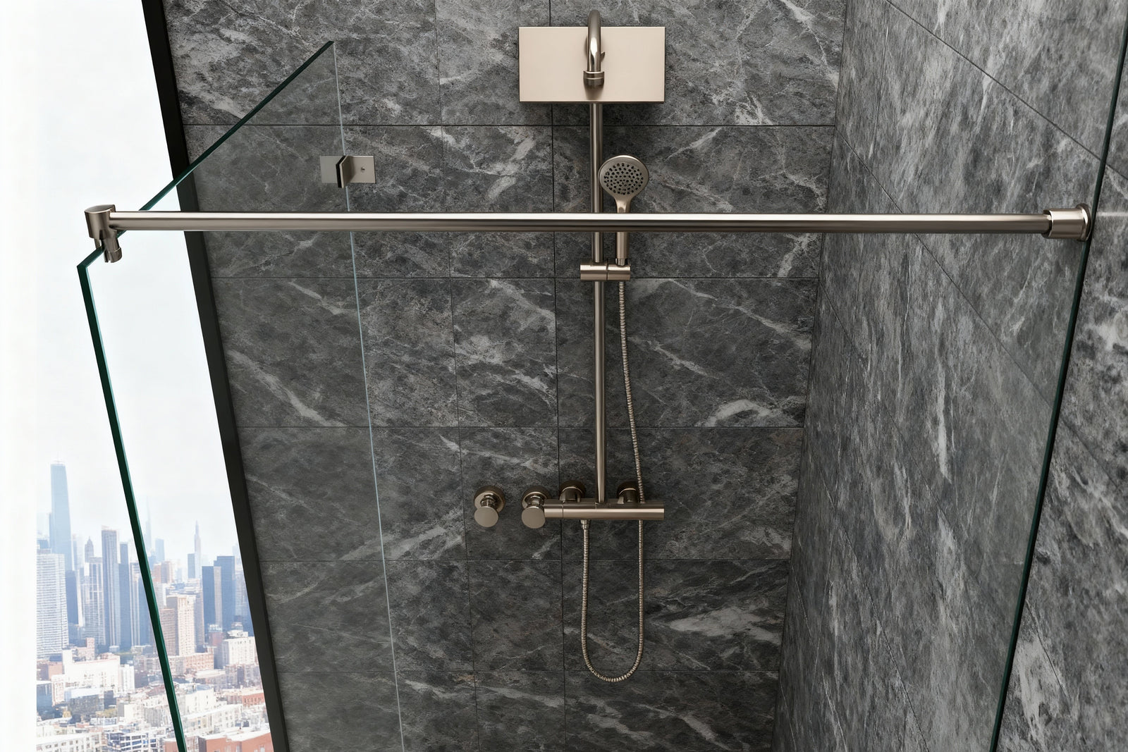 Edelstahl Stabistangen-Set Glas-Wand 90° – Ø 19 mm, maximale Stabilität für 6-10 mm Glas – Art.Nr. 6018/6020