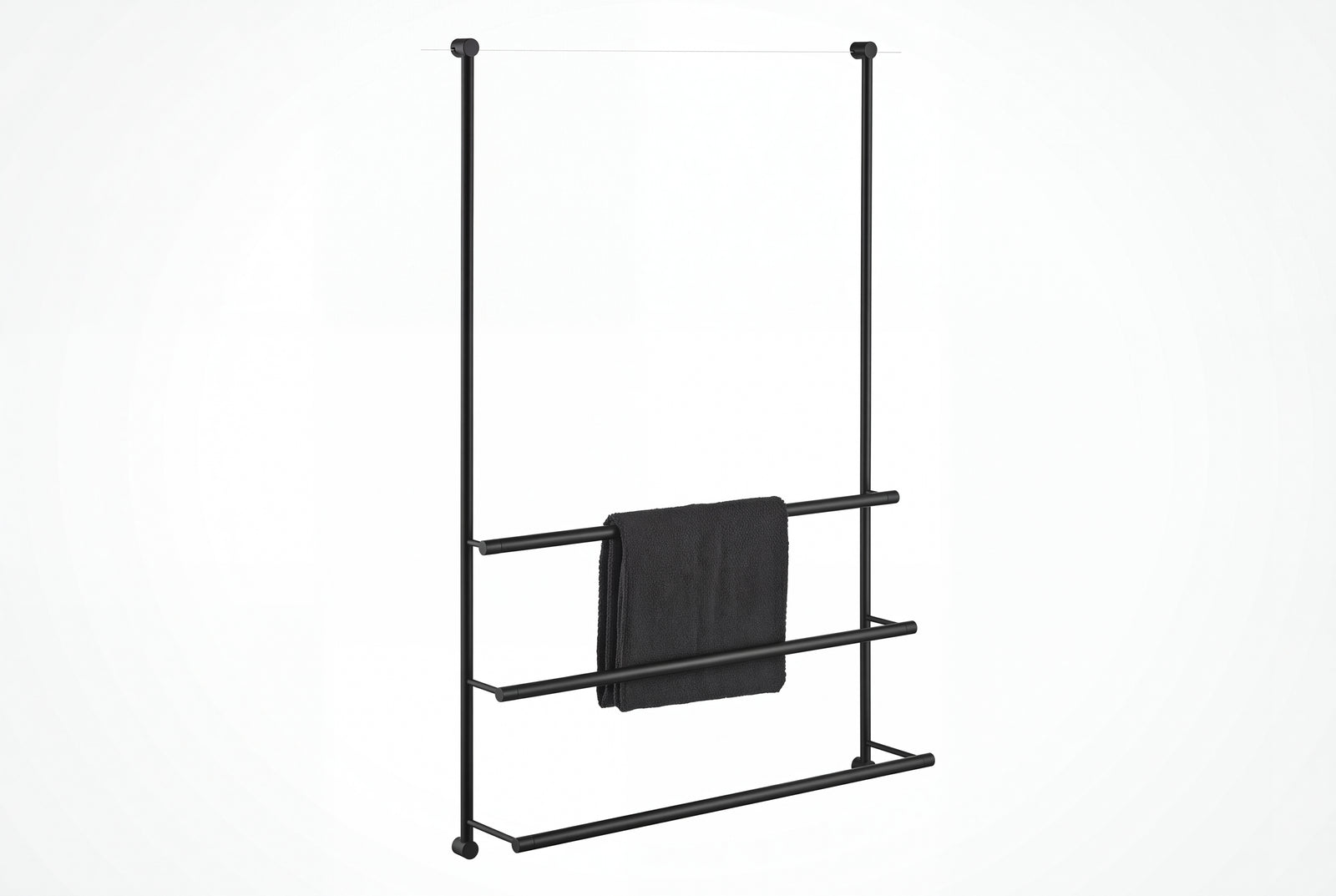 Giese Server Handtuchhalter 3-fach Schwarz matt für die Glaswand, 500 mm