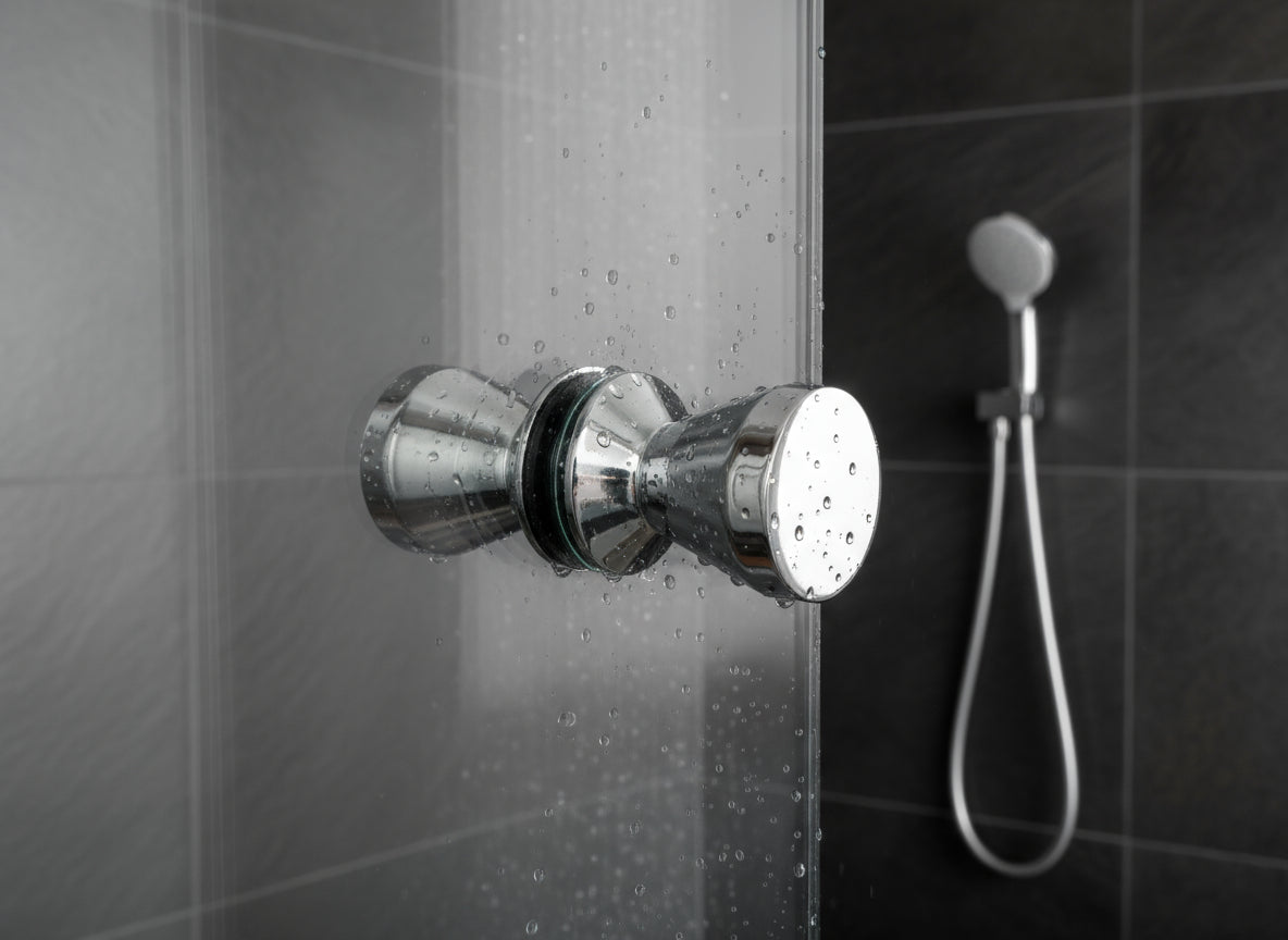 Dusch-Türgriff Kegelform – Messing verchromt, 6-8 mm Glas, ergonomisch – Art.Nr. 0510