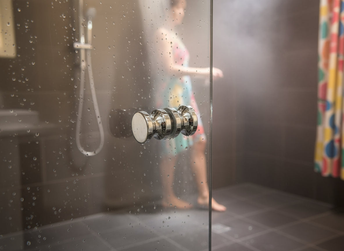 Dusch-Türgriff aus verchromtem Messing, zylindrisch mit Rille – 35 mm, Art.Nr. 6702