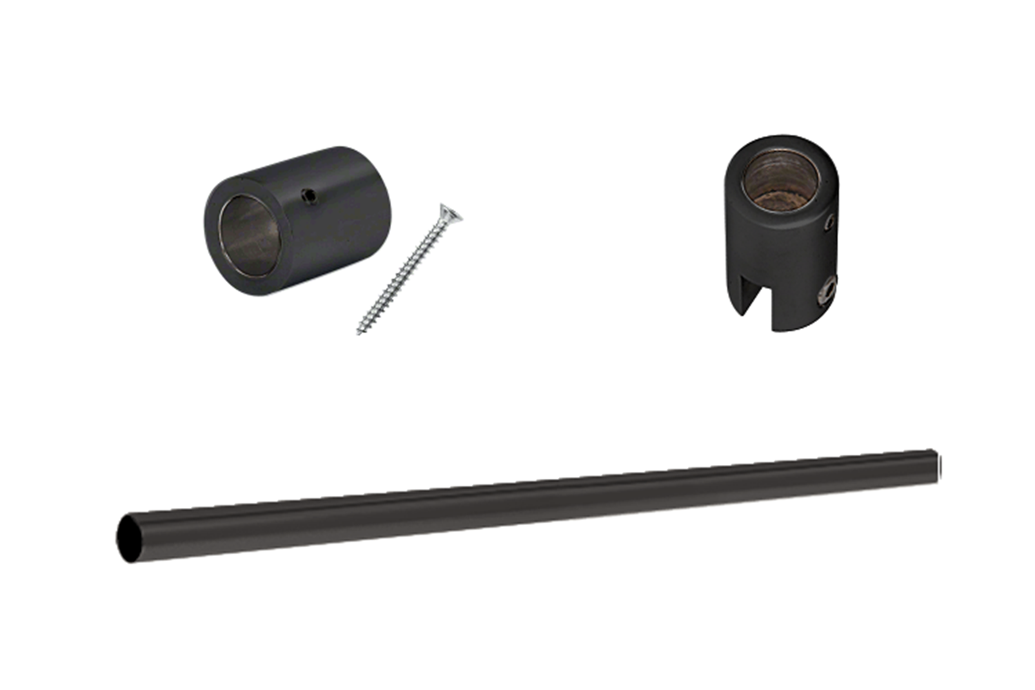 Stabistangen-Set Glas-Decke senkrecht Ø 19 mm in Schwarz matt: Wand- und Deckenhalter, senkrechter Glashalter und Rohr