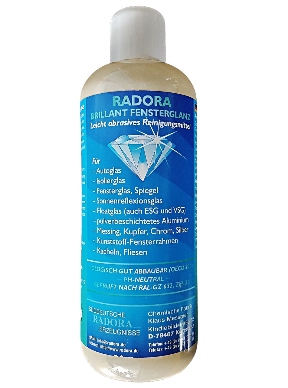 Radora Brillant Fensterglanz 500 ml, Flasche mit blauem Etikett
