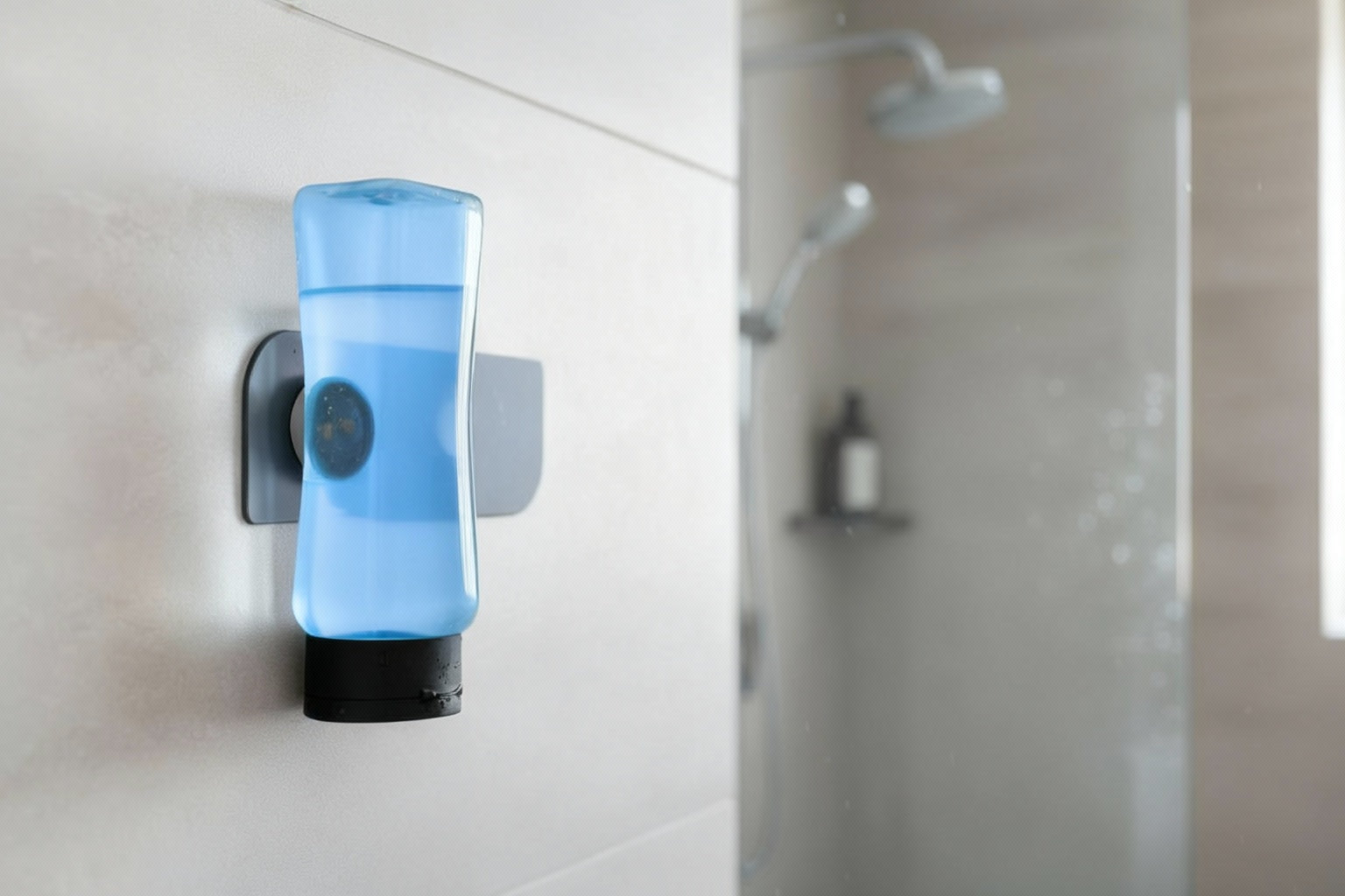 Die magnetische Aufhängung für Duschgel und Shampoo an Wandplatte, Typ MagSpike