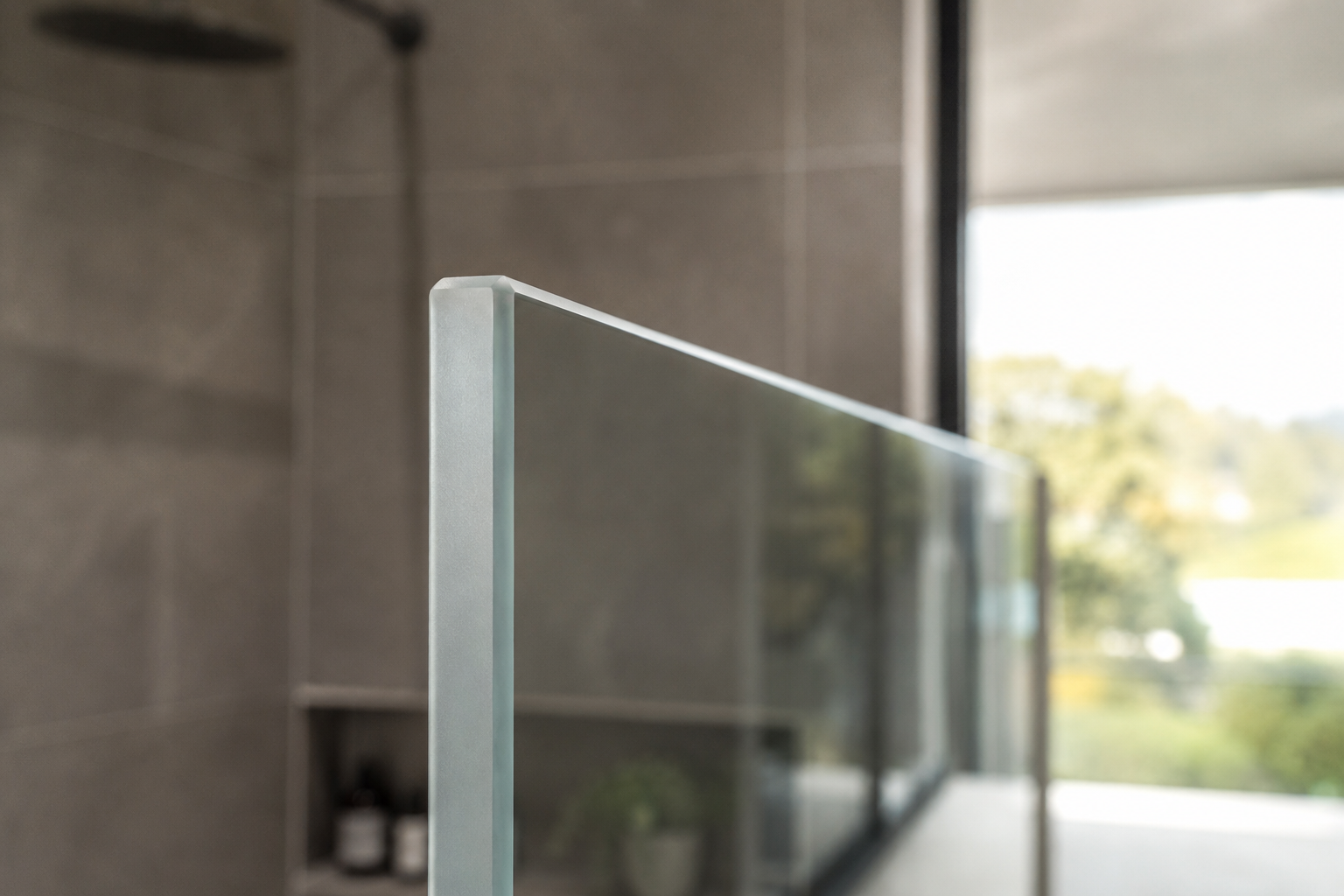 Mehrpreis: Mattierte Glaskante für Laser-Designduschglas