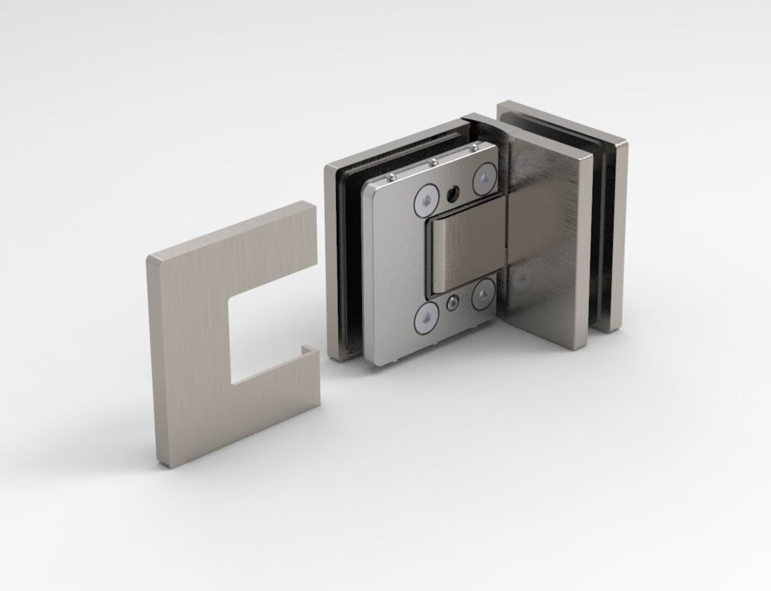 Pendeltürband 90° Glas-Glas Edelstahl links, Detailansicht