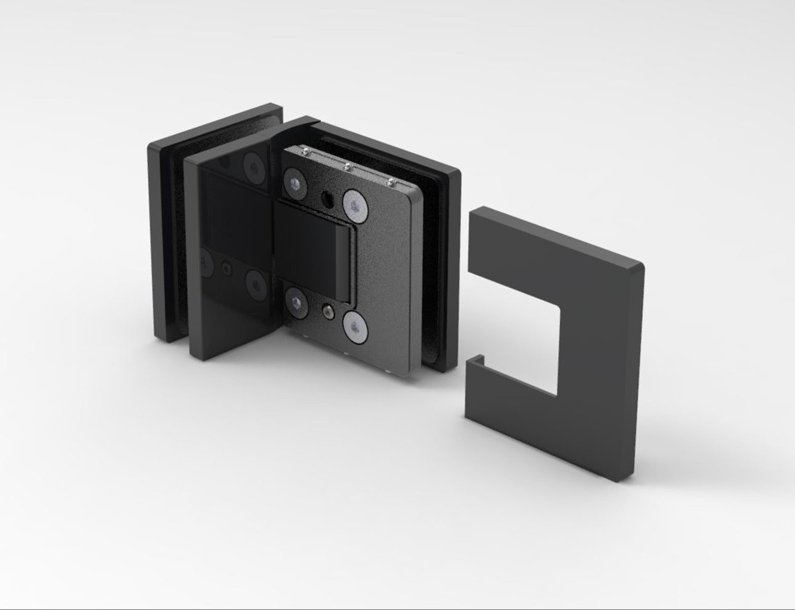 Pendeltürband 90° Glas-Glas Schwarz matt, Detailansicht