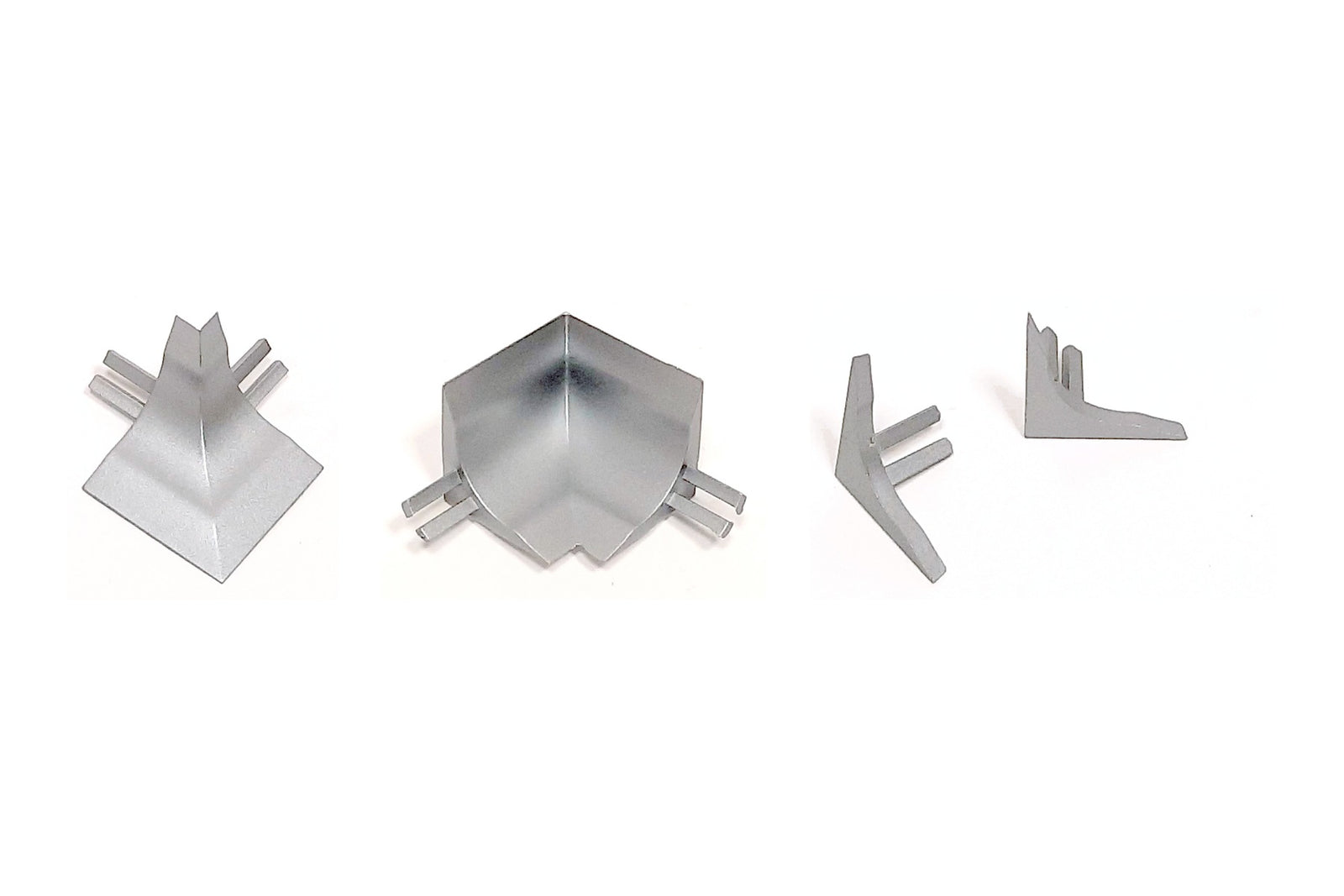 Zubehör silber für Hohlkehlprofile 20 x 20 mm: Außenecke, Innenecke und Endkappen aus ABS