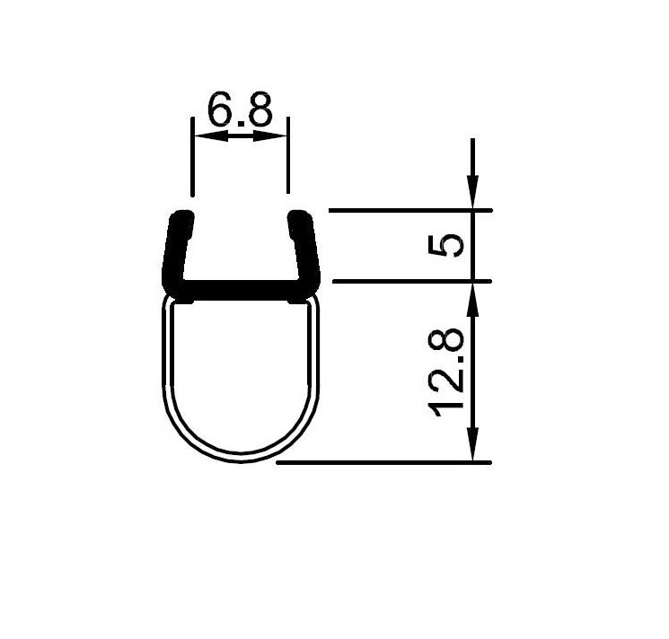 Streifdichtung (Ballondichtung) mit breitem Ballon und kurzem Glaseinstand – Für 8 mm Glas – Art.Nr. PCR8L