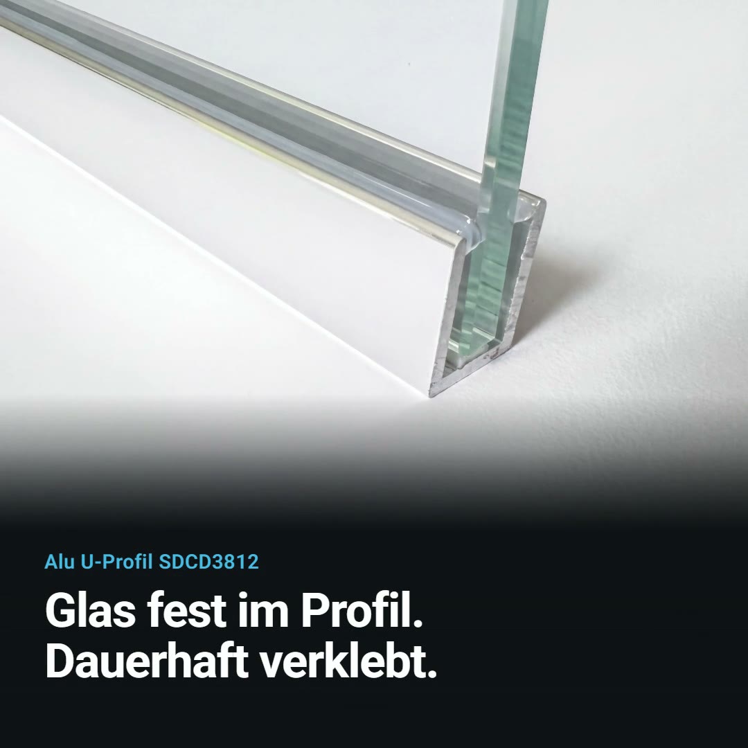 Produktvideo Alu U-Profil SDCD3812 mit eingesetzter Glasscheibe