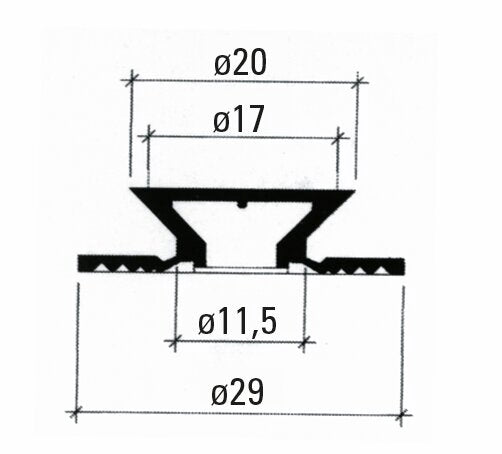 Punkthalter GM PICO für Glas und Spiegel, flächenbündig, Abdeckscheibe edelstahlfarben Ø 20 mm, 6 bis 12 mm Glas, Ansicht 2