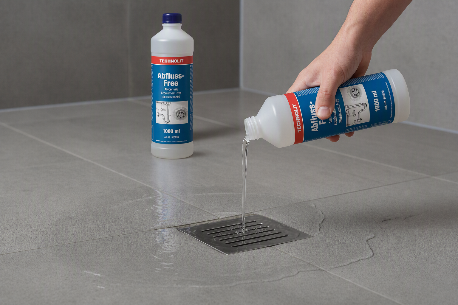 Technolit Abfluss-Free Rohrreiniger, chlorfrei und materialschonend, 1 Liter, Ansicht 4