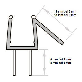 Polycarbonat-Duschdichtung mit doppelter Dichtlippe und Wasserabweiser – Für 6 oder 8 mm Glas – Art.Nr. S009B1