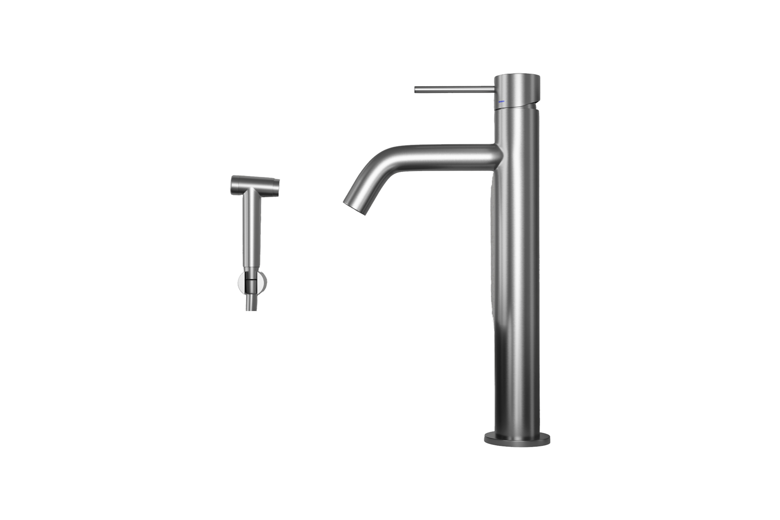 ScandTap Voyage High B Waschtischarmatur mit Bidet-Düse, Edelstahl gebürstet