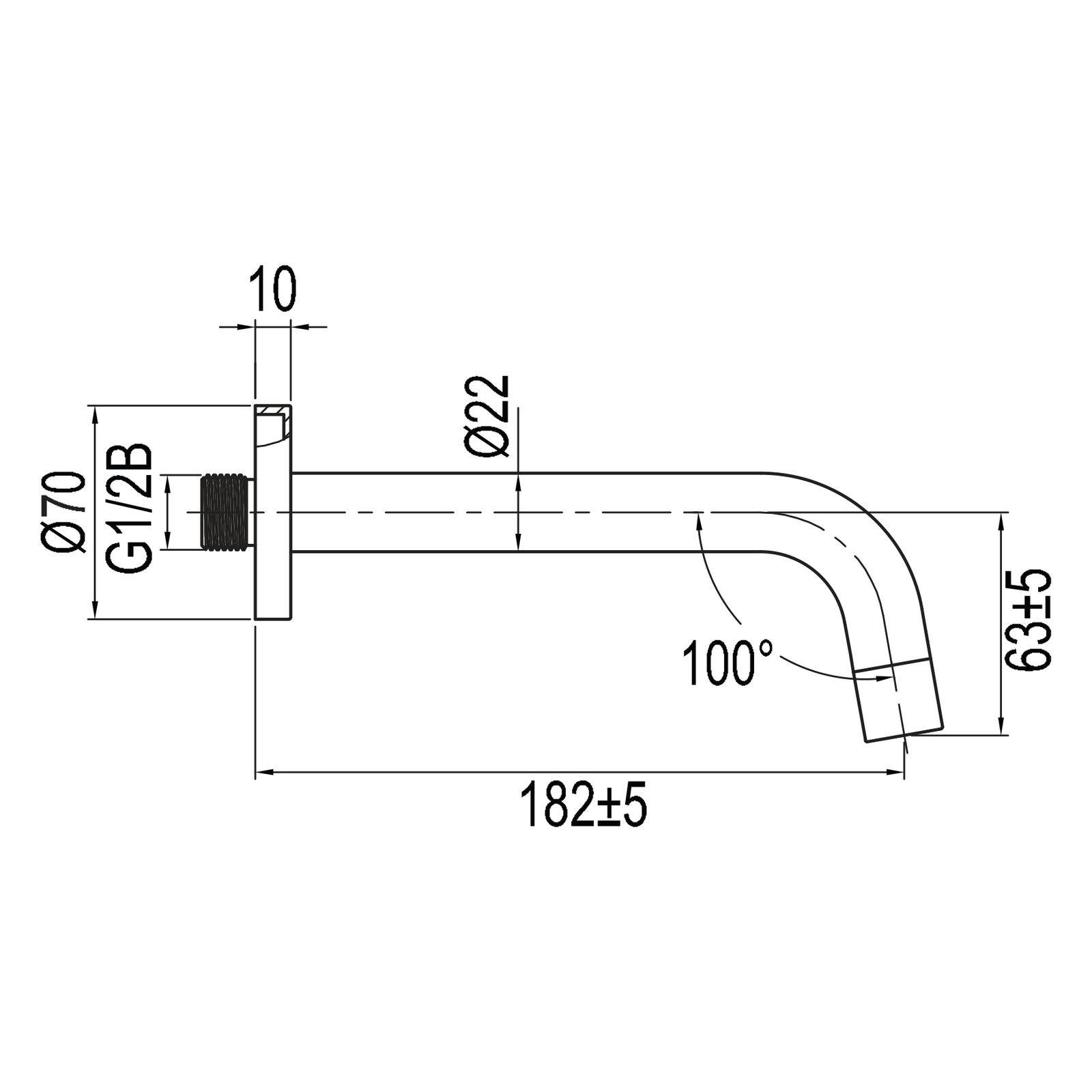 ScandTap Harmonized Wanneneinlauf 182, Maßzeichnung