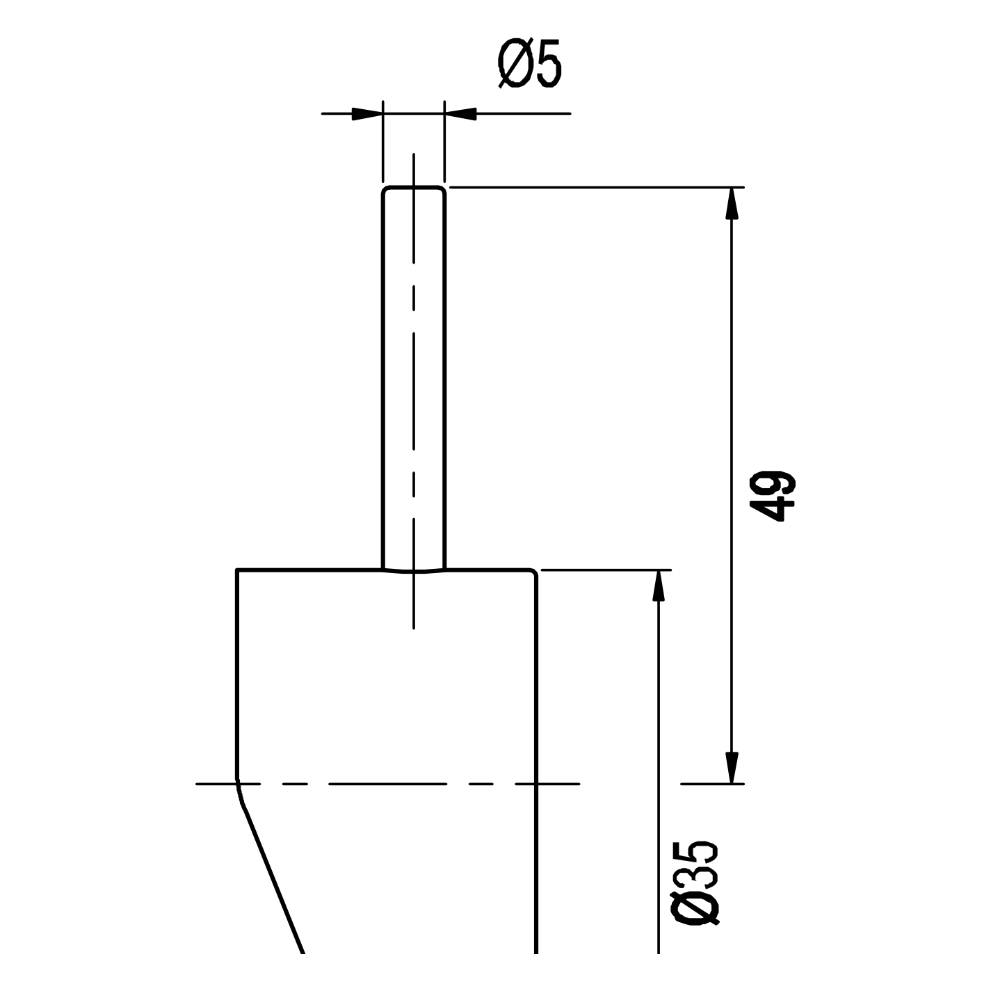 ScandTap Short bar 5 mm, Maßzeichnung
