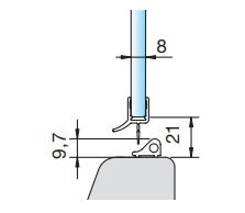 Schwallprofil Aluminium gebogen – 15 × 8 mm, Radius 500/550 mm, 2 Farben, Art.Nr. 8881/8882