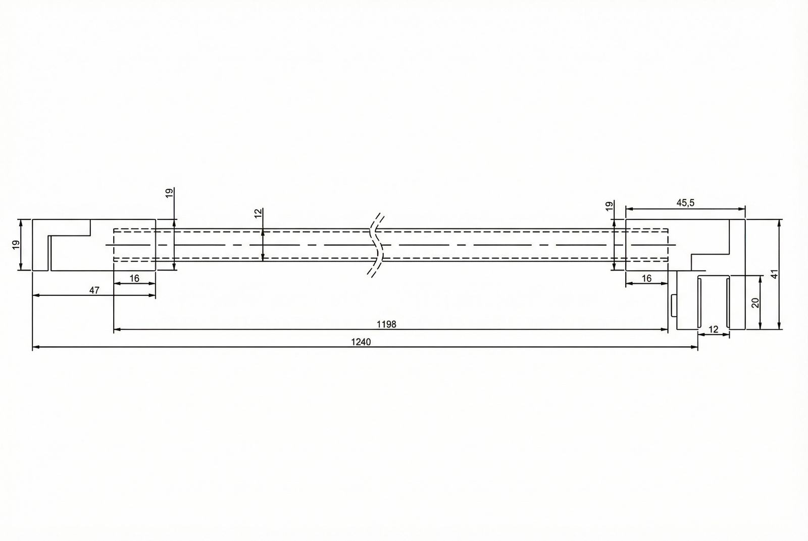 Stabilisierungsstangen-Set quadratisch – 1200 mm, 12x12 mm, flexibel für 8-10 mm Glas – Art.Nr. SQ1212SET