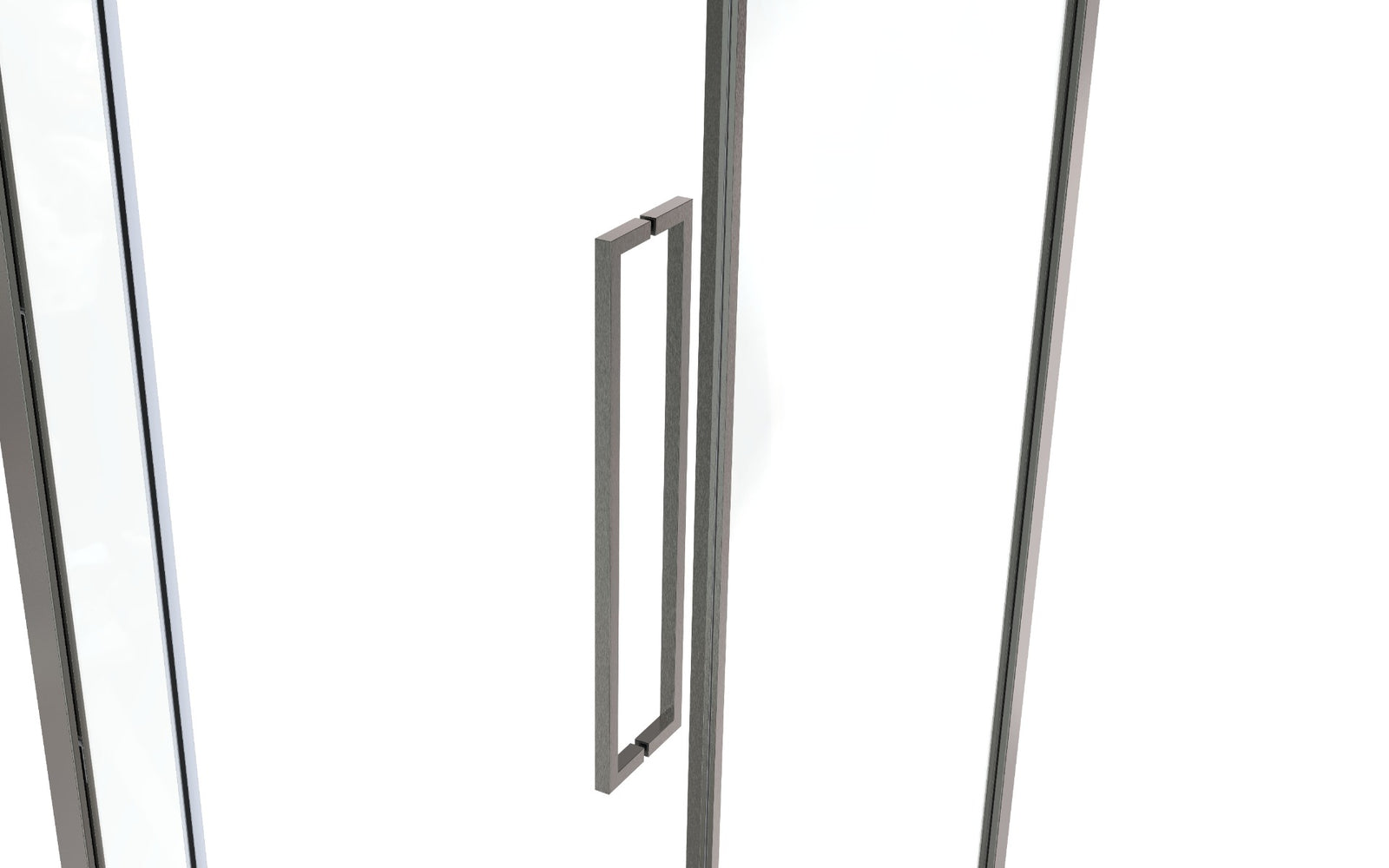 Griffgarnitur Slim Elegance 15×15 mm in Graphit matt gebürstet an einer Glasduschtür