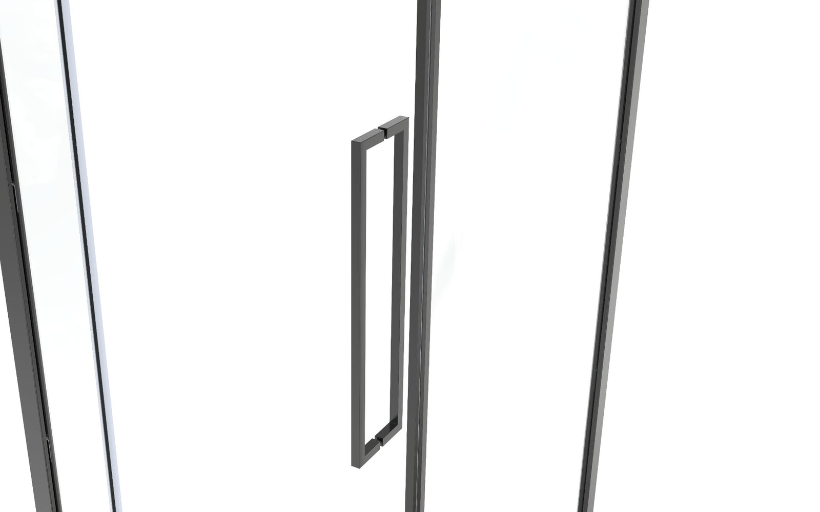 Griffgarnitur Slim Elegance 15×15 mm in Schwarz matt an einer Glasduschtür