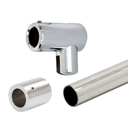 Stabistangen-Set, Chrom poliert Ø 19 mm, Glas-Wand, 1000/1300 mm