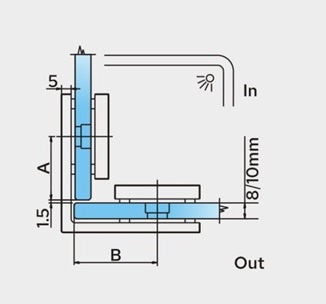 Bellagio Winkelverbinder 90° Glas-Glas BEL090 – Messing, 8/10 mm ESG