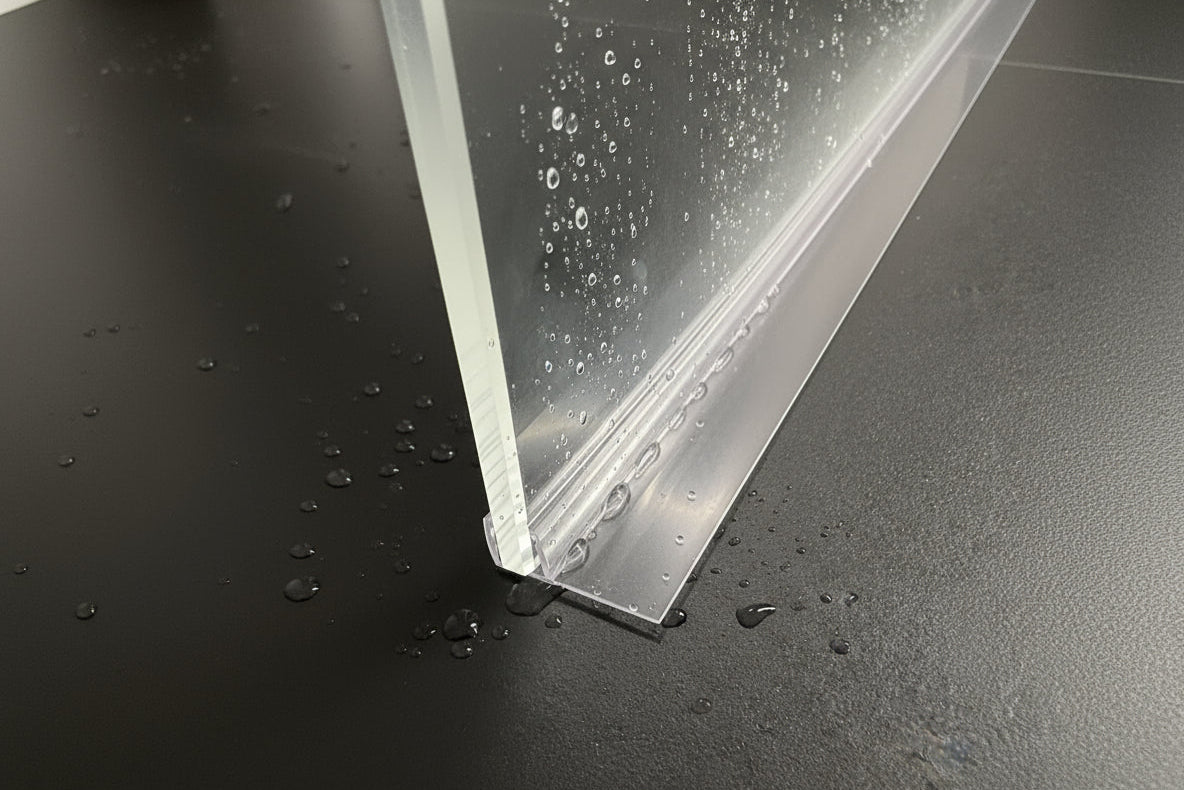 Duschtürdichtung für überlappende Türen, mit Dichtlippe im 90°-Winkel, für Lücken von 15 - 27 mm, Art.Nr. 004