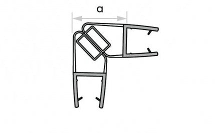 Magnetdichtungspaar 90° (2x 45°) mit breitem Magnetstreifen – Für 6 oder 8 mm Glas – Art.Nr. 2x008A1W