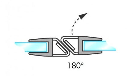 Einbauskizze 008CW, Magnetdichtungspaar 180° fluchtend an Glastür und Seitenteil