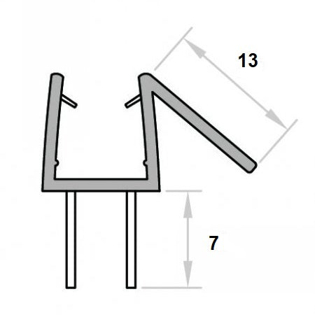 Duschdichtung mit doppelten Dichtgummi unten u. Dächlein oben, für Lücken von 6 - 9 mm,  Art.Nr. 009B1