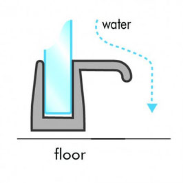 Schiebetürdichtung für unten mit ca. 22 mm "Dächlein", für Lücken von 2 - 7 mm,  Art.Nr. 009D1